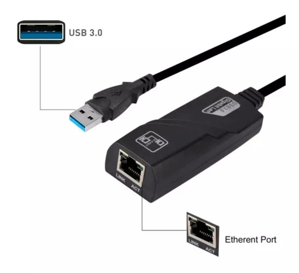 USB 3.0 To ETHERNET 1000 Mbps Gigabit İnternet Ag Adaptörü ADSL  ÇEVİRİCİ LAPTOP PC BİLGİSAYAR NETWORK - 4939 - Resim 6