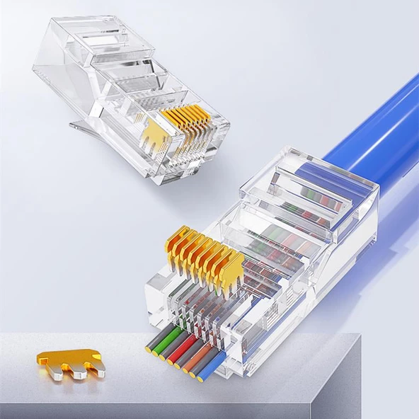 Ancheyn Yeni Nesil Delikli Cat6/Cat5 RJ45 Jack Konnektör UTP 100 Adet 4381 - Resim 5