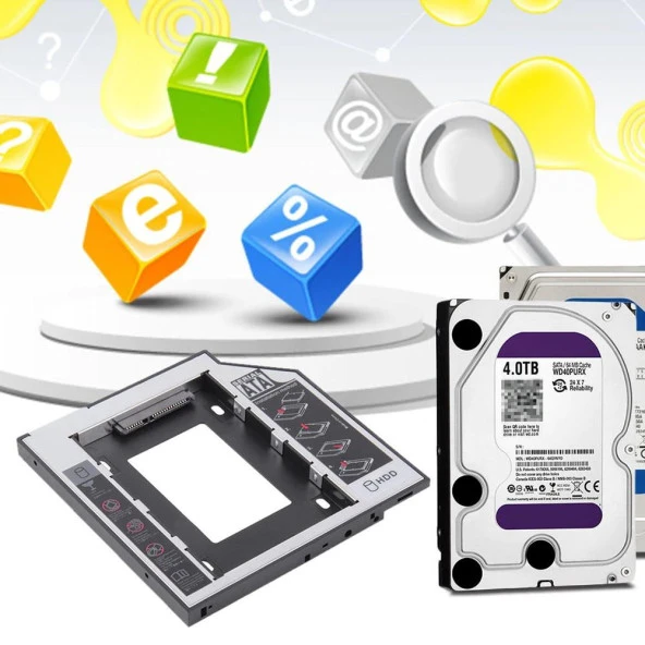 Ancheyn Harddisk Kutusu 9.5mm Slim Kızak Caddy Laptop DVD to SSD HDD Sata 4716 - 2