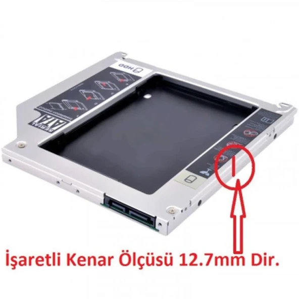 12.7mm HDD Caddy DVD SSD Kutu Sata CD KIZAK İKİNCİ HARDDISK LAPTOP NOTEBOOK - 4717 - 3