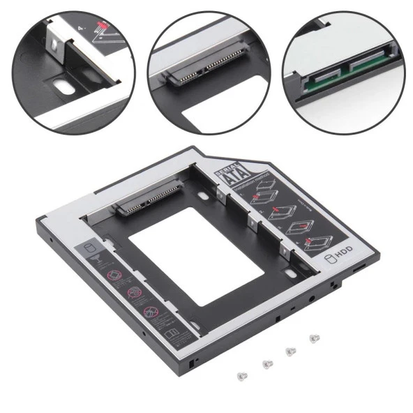 Ancheyn Harddisk Kutusu 9.5mm Slim Kızak Caddy Laptop DVD to SSD HDD Sata 4716 - 3