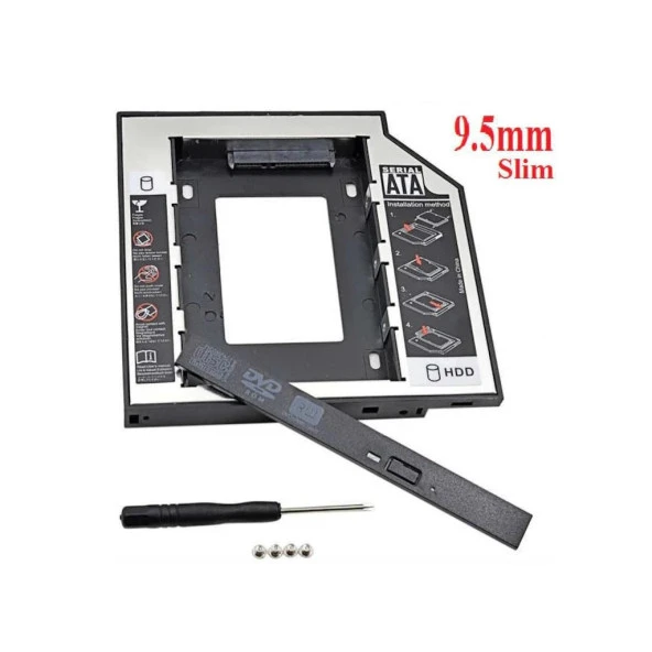 Harddisk Kutusu 9.5mm Slim Kızak Caddy Laptop DVD to SSD HDD Sata - 4716 - 4