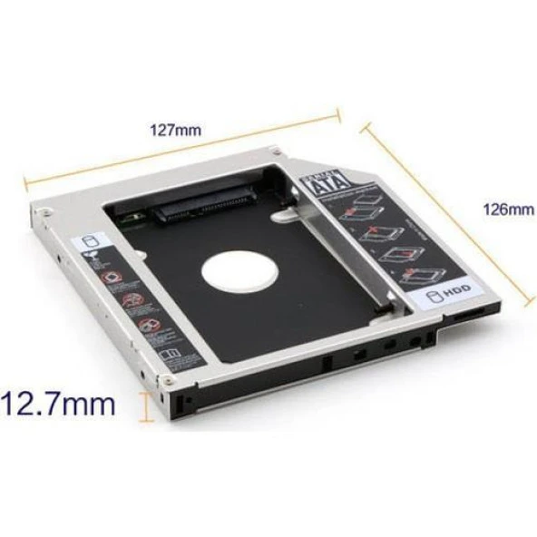 Ancheyn 12.7mm HDD Caddy DVD SSD Kutu Sata CD Kızak İkinci Harddisk Laptop Notebook 4717 - 7