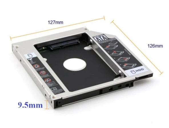 Harddisk Kutusu 9.5mm Slim Kızak Caddy Laptop DVD to SSD HDD Sata - 4716 - 9