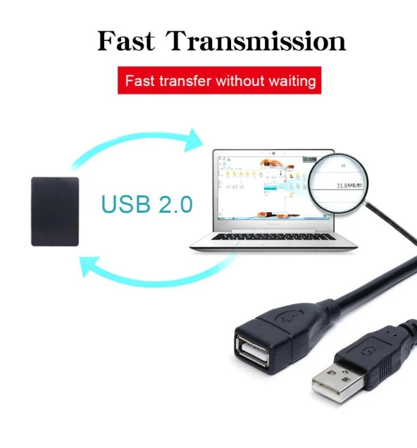 Ancheyn USB Uzatma Kablosu ve Veri Ara Bağlantı Kablosu 10 M Dişi Erkek - 4635 - 5