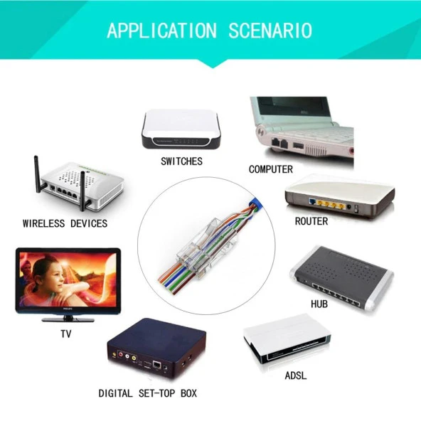 Yeni Nesil Delikli Cat6/Cat5 RJ45 Jack Konnektör UTP Jak 100 Adet - 4381 - 7