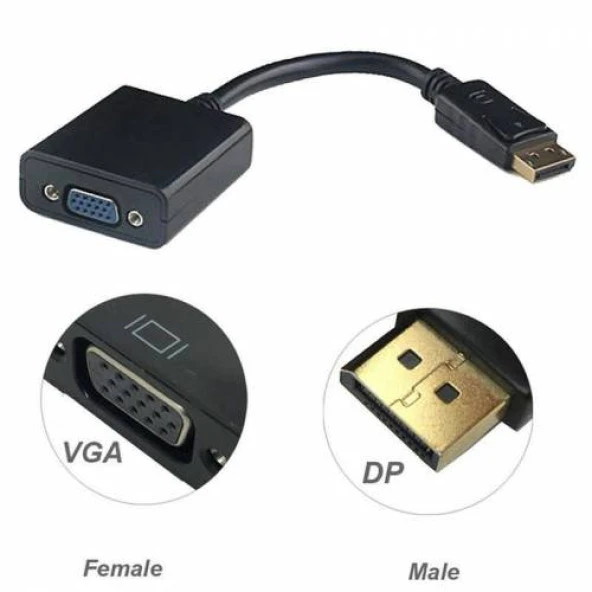 DISPLAYPORT TO VGA ÇEVİRİCİ ADAPTOR DİSPLAY PORT DÖNÜŞTÜRÜCÜ TV MONİTÖR BAĞLAMA BAĞLANTI ÇEVİR - 4557 - 5
