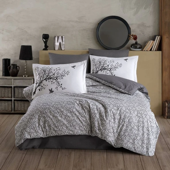 Hobby Çift Kişilik Poplin Nevresim Takımı Arianna Gri