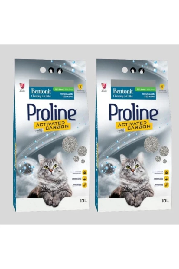 Pro Line Proline Aktif Karbonlu Topaklanan Kedi Kumu 10 Lt X 2 Adet
