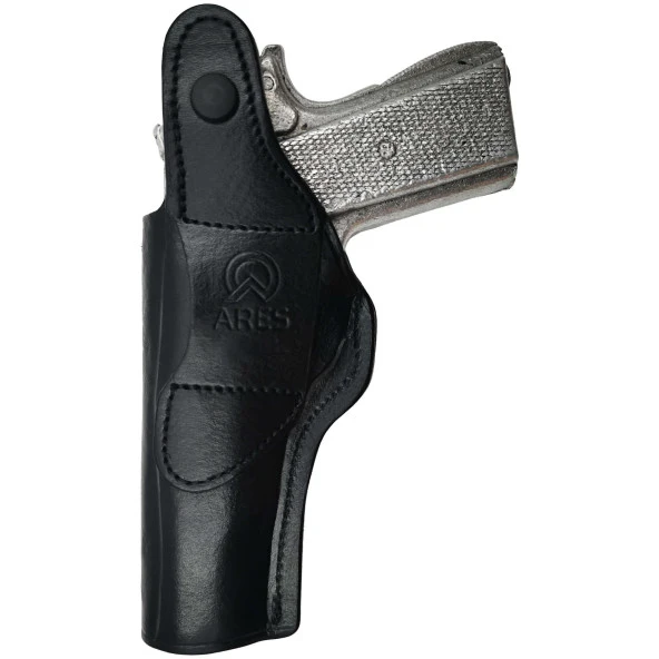 Glock 19 Uyumlu Maşalı İç-Dış Taşıma Siyah Deri Kılıf