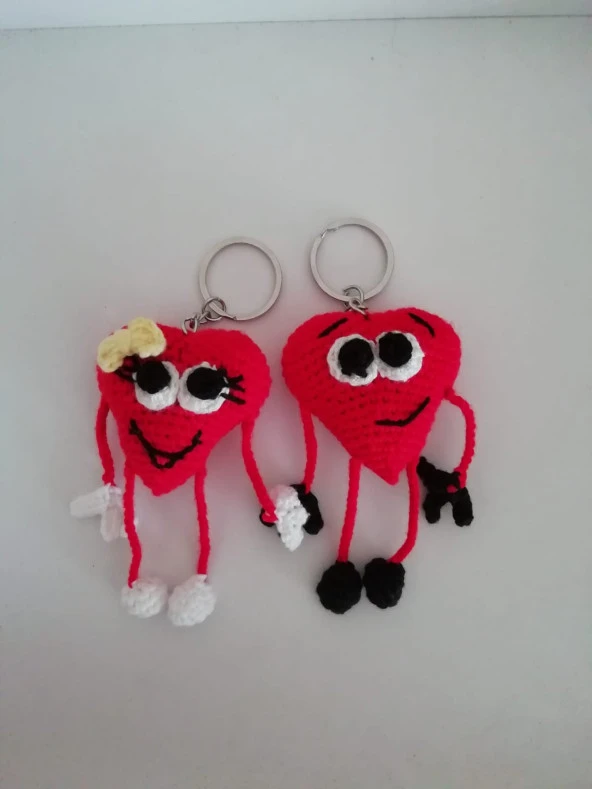 Maskot Gülen Kalpler Amigurumi Anahtarlık Organik Oyuncak