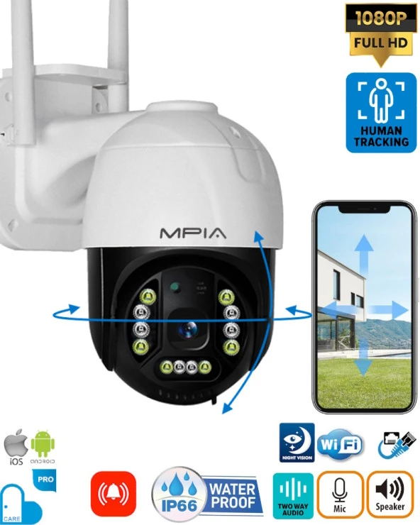 MPIA 360° Görüş Hareketli Wireless Waterproof Akıllı Ip Güvenlik Kamerası Türkçe (carecampro) Uygulama