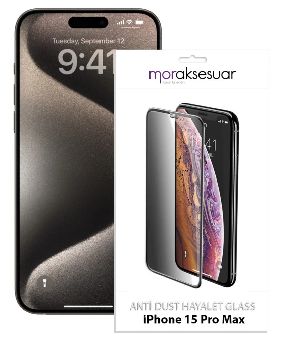 Apple iPhone 15 Pro Max Anti-Dust Privacy Hayalet Temperli Ekran Koruyucu