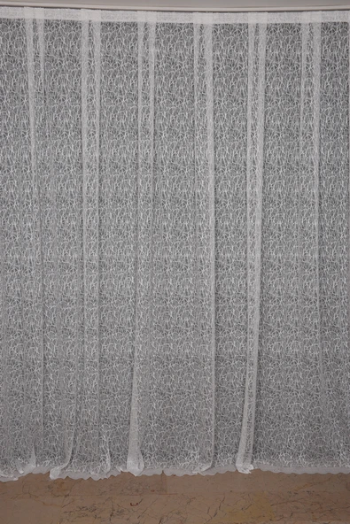 ÖRÜMCEK TÜL KIRIK BEYAZ RENK TEK KANAT Hazır dikilmiş Pileli Fon Perde 300*260 cm ürün görseli