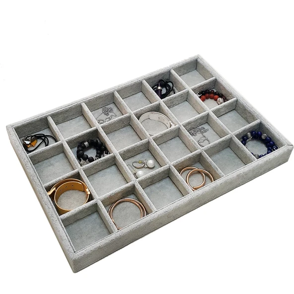 Byoztek 24 Bölmeli Gri Süet Yüzük,Bileklik,Küpe Takı Tablası ürün görseli