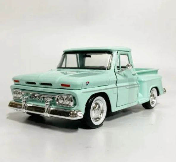 Motormax 1966 GMC C100 Fenderside 1/24 Su Yeşili Model Araba - Resim 3