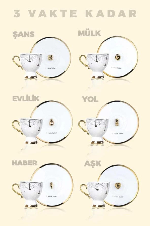 Acar 3 Vakte Kadar 6'lı Kahve Fincan Takımı SYT-22-0098 - 2