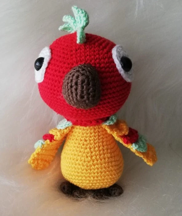 Maskot Papağan Amigurumi Organik Oyuncak - 1