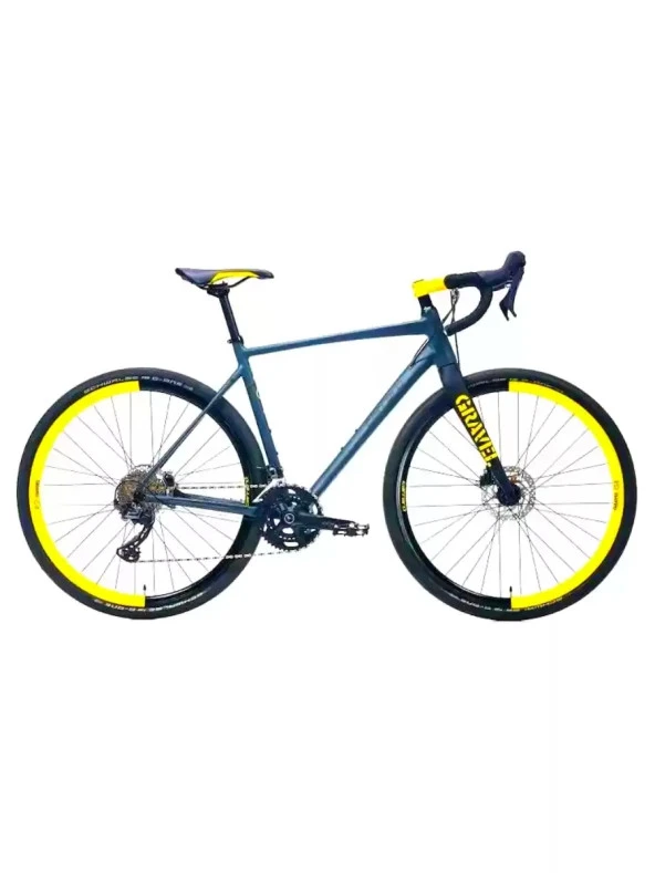 Carraro Gravel Go Claris 28 Jant 16 Vites 50 Cm Mekanik Disk Fren Bisiklet-Mat Mavi-Siyah-Açık Yeşil