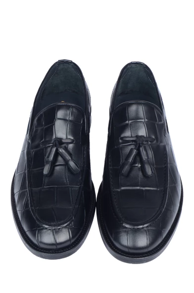 Püsküllü Kroko Desen Klasik Ayakkabı - 10