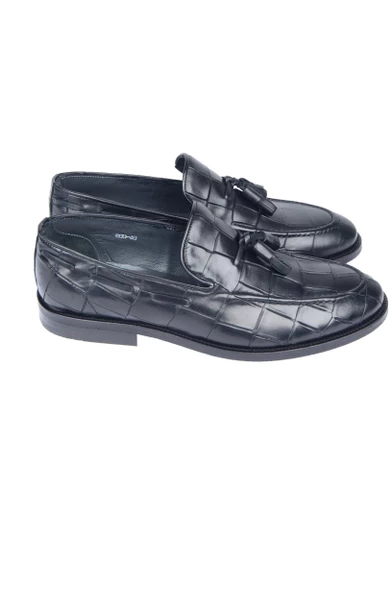 Püsküllü Kroko Desen Klasik Ayakkabı - 7