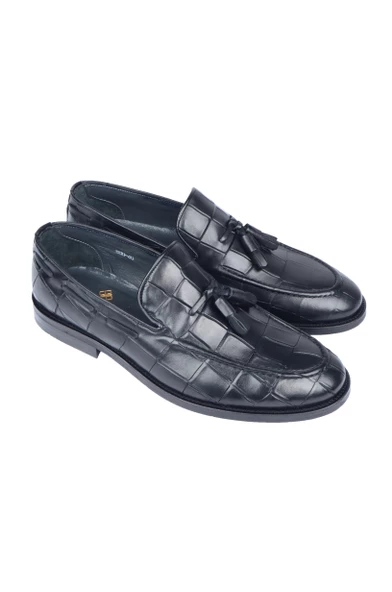 Püsküllü Kroko Desen Klasik Ayakkabı - 9