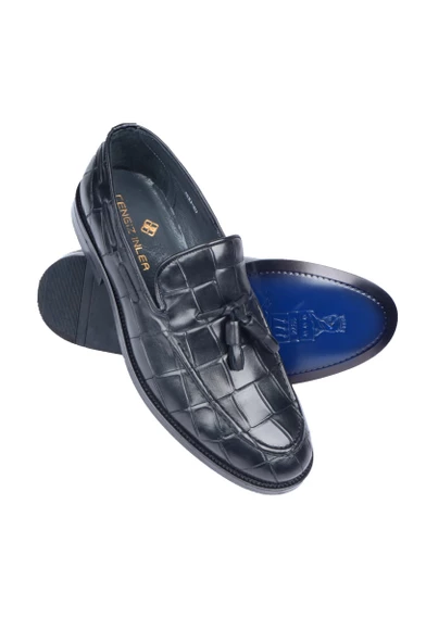 Püsküllü Kroko Desen Klasik Ayakkabı - 8