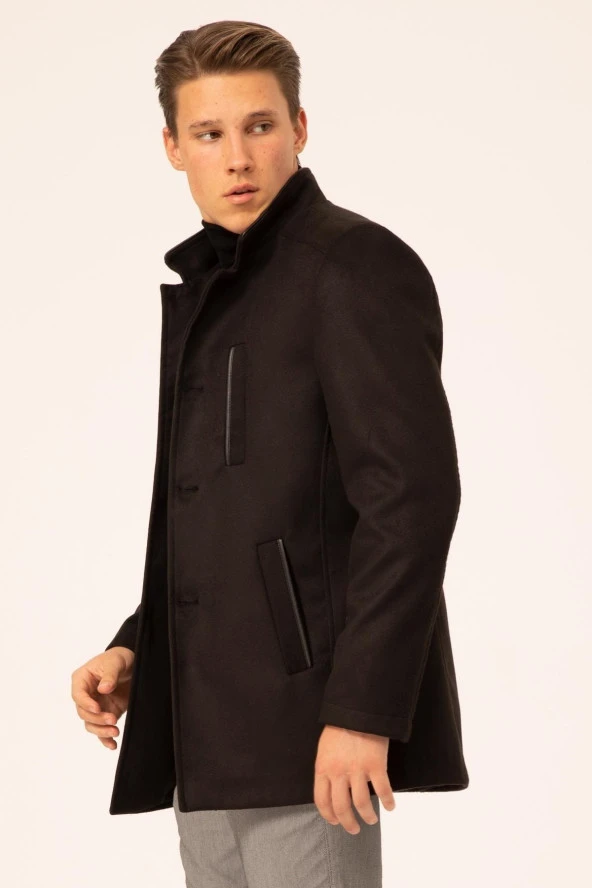 Hakim Yaka Regular Kalıp Düz Kaban - 4