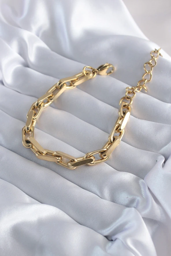 316L Çelik Gold Renk Zincir Model Kadın Bileklik ürün görseli
