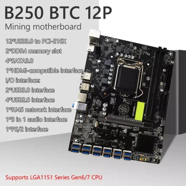 Oem B250 BTC 12li Anakart - 4