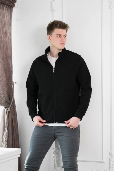 FBI Slimfit Dik Yaka Fermuar Kapamalı Yan Cepli Astarsız Erkek Kaşe Mont - 8