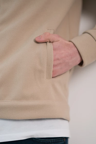 FBI Slimfit Dik Yaka Fermuar Kapamalı Yan Cepli Astarsız Erkek Kaşe Mont - 5