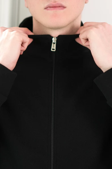 FBI Slimfit Dik Yaka Fermuar Kapamalı Yan Cepli Astarsız Erkek Kaşe Mont - 9