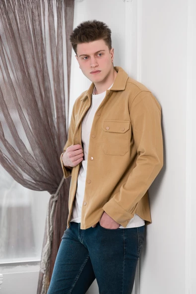 FBI Slimfit Çift Kapak Cepli Çıtçıt Kapamalı Erkek Kaşe Gömlek - 2