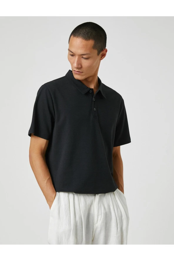 Basic Tişört Polo Yaka Düğmeli Kısa Kollu ürün görseli