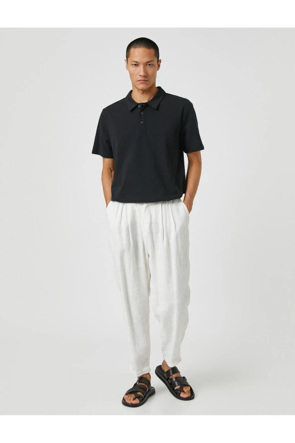 Basic Tişört Polo Yaka Düğmeli Kısa Kollu - Resim 2