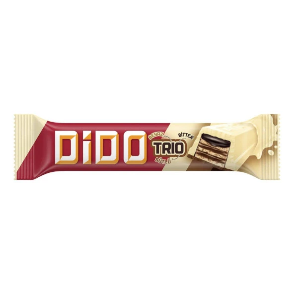 Ülker Dido Trio Beyaz Sütlü Bitter Çikolatalı Gofret x 24 Adet