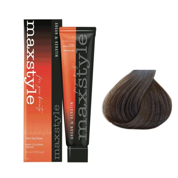 Maxstyle Argan Keratin Saç Boyası 6.0 Koyu Kumral  x 2 Adet + Sıvı oksidan 2 Adet