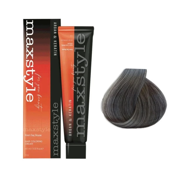 Maxstyle Argan Keratin Saç Boyası 6.1 Koyu Küllü Kumral  x 2 Adet + Sıvı oksidan 2 Adet