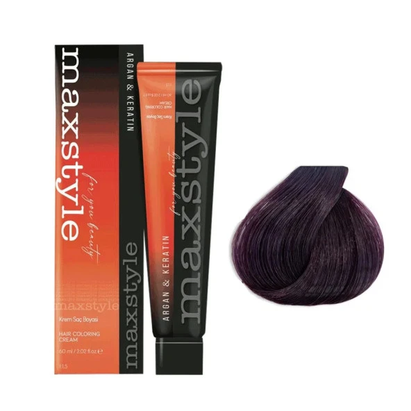 Maxstyle Argan Keratin Saç Boyası 6.22 Patlıcan Moru  x 2 Adet + Sıvı oksidan 2 Adet