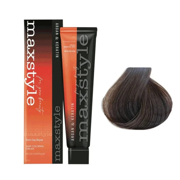 Maxstyle Argan Keratin Saç Boyası 6.00 Yoğun Koyu Kumral  x 3 Adet + Sıvı oksidan 3 Adet