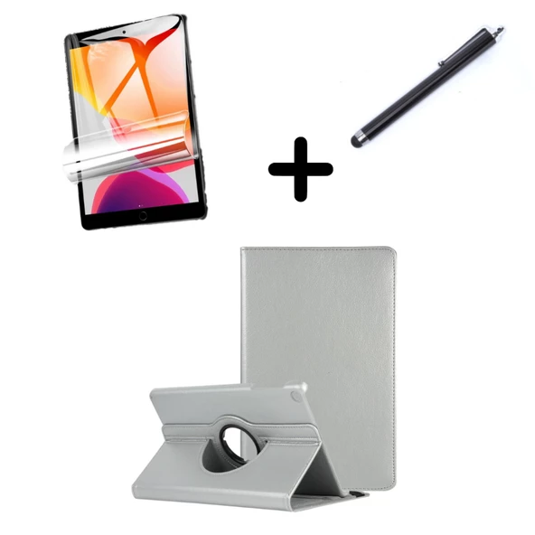 Samsung Galaxy Tab A9 Plus 11inç X210 X215 X216 Kılıf Dönen Tablet Kilifi Ekran Koruyucu+Kalem - 11