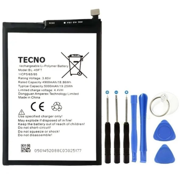 Tecno Comon 15 Pil Batarya Bl-49ft 5000 Mah+tamir Set