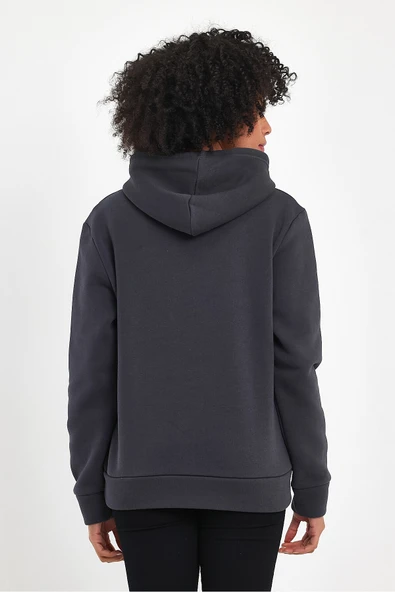 Kadın Kapşonlu Rahat Kalıp İçi Polarlı 3 iplik Feture Baskılı SweatShırt spr24swk14 - Resim 9