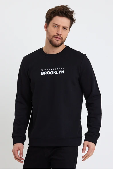Süperlife Erkek Bisiklet Yaka 3 iplik Kalın Brooklyn Baskılı Sweatshirt SPR24sw29 - 3