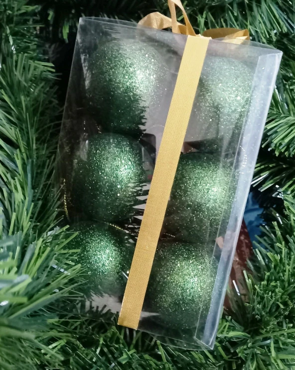 VIP DELUXE 12 ADET 5 CM SİMLİ YEŞİL TOP SÜSLER YILBAŞI AĞACI SÜSLERİ NOEL AĞACI SÜSLERİ YEŞİL TOPSÜS - Resim 2