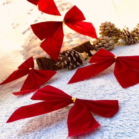 VIP DELUXE 12 ADET 6 CM KIRMIZI FİYONK SÜS YILBAŞI AĞACI SÜSLERİ NOEL AĞACI SÜSLERİ FİYONK SÜSLER ürün görseli