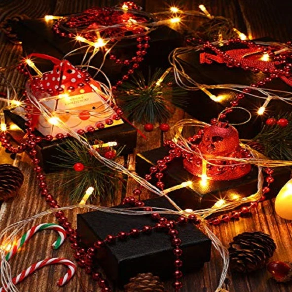 VIP DELUXE 5 METRE KIRMIZI ZİNCİR SÜS KIRMIZI YILBAŞI AĞACI SÜSLERİ KIRMIZI NOEL AĞACI SÜSLERİ - Resim 2