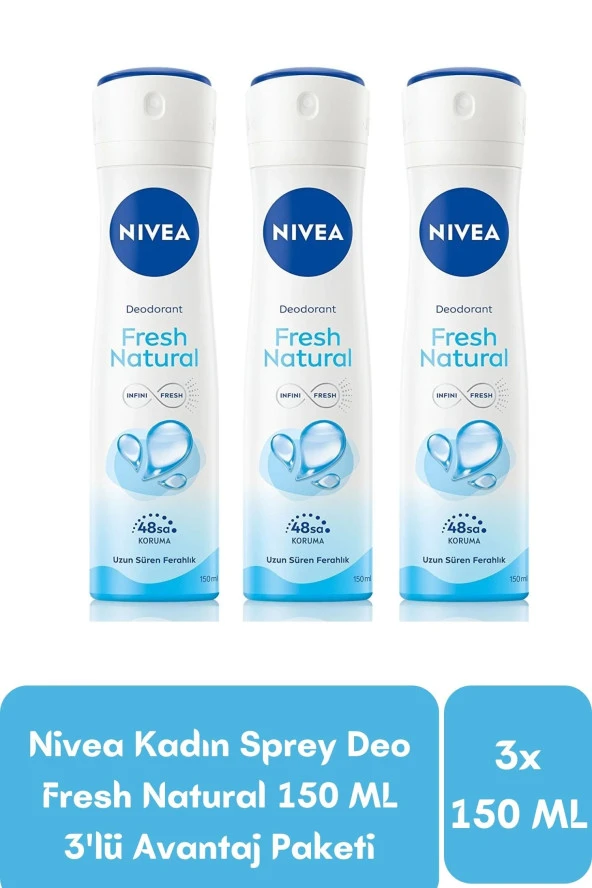Nivea Kadın Deodorant Fresh Natural 150 ML X 3 Adet