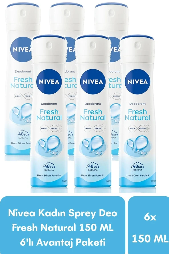 Nivea Kadın Deodorant Fresh Natural 150 ML X 6 Adet